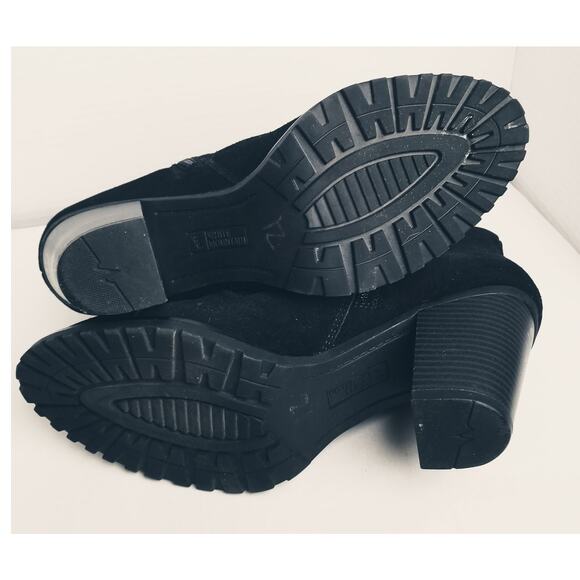 White Mountain-Black Slouch Taft Zipper Leather Suede Ankle Boots Size 10M - Picture 8 of 11